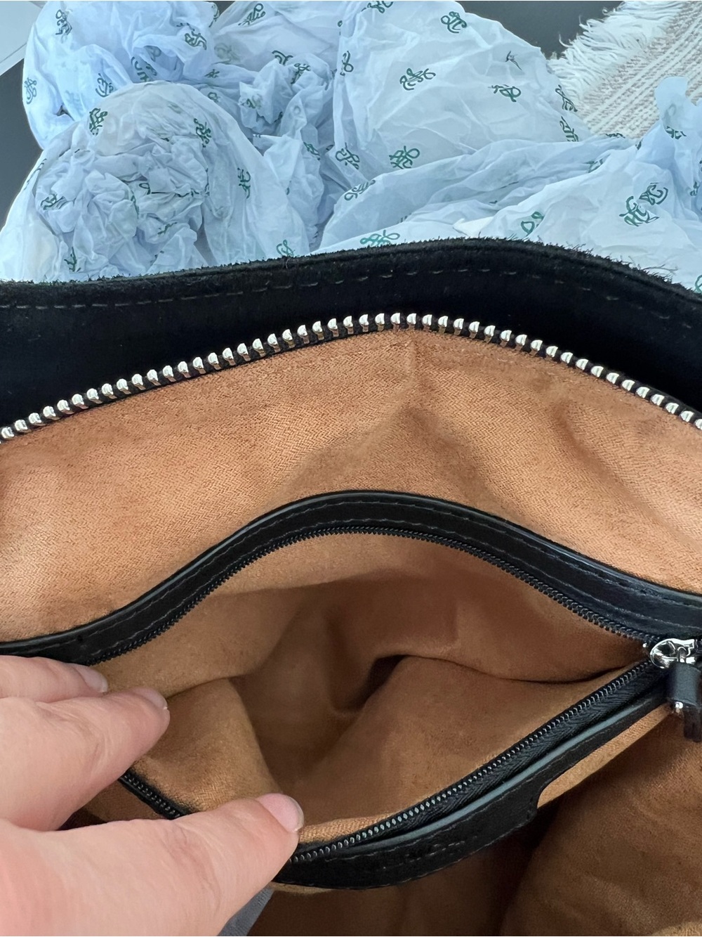 American Leather Co. Black Suede Studded Shoulder Bag - Picture 12 of 16